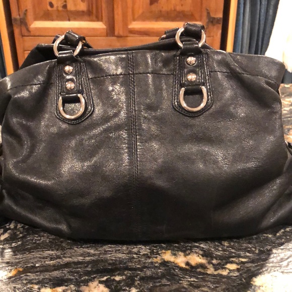 COACH BLACK LEATHER MADISON MAGGIE BAG - Picture 3 of 7
